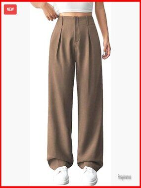 High Waisted Wide Leg Pants Pleated Tailored Trousers with Pockets Business